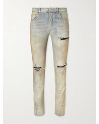 Amiri - Mx1 Skinny-fit Distressed Suede-trimmed Jeans - Lyst