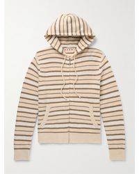 Marni - Gestreifte Kapuzenjacke aus einer Schurwoll-Kaschmirmischung mit Stickerei und Reißverschluss - Lyst