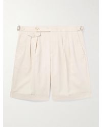 Brunello Cucinelli - Straight-leg Pleated Cotton-twill Shorts - Lyst
