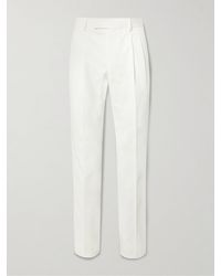 Kingsman - Slim-fit Tapered Cotton And Linen-blend Trousers - Lyst