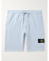 Stone Island - Shorts a gamba dritta in jersey di cotone tinti in capo con coulisse e logo applicato - Lyst