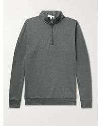 Peter Millar Crown Mélange Stretch Cotton And Modal-blend Half-zip Sweatshirt - Grey