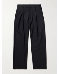 NN07 - Kay 10037 Wide-Leg Pleated Pinstriped Woven Trousers - Lyst