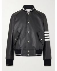 Thom Browne - Oversized Striped Leather Bomber Jacket - Lyst