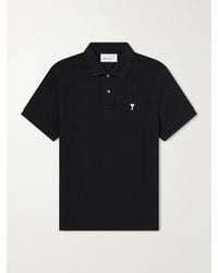 Ami Paris - Logo-Embroidered Cotton-Piqué Polo Shirt - Lyst