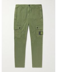 Stone Island - Slim-fit Garment-dyed Cotton-blend Twill Cargo Trousers - Lyst