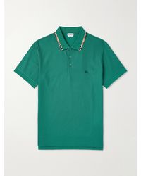 Burberry - Logo-Embroidered Checked Cotton-Piqué Polo Shirt - Lyst