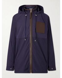 Loewe - Paula's Ibiza Logo-Debossed Leather-Trimmed Ripstop Hooded Jacket - Lyst