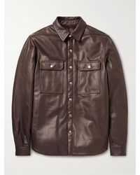 Rick Owens - Webbing-trimmed Padded Full-grain Leather Overshirt - Lyst