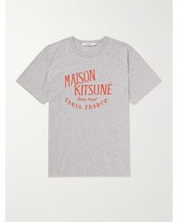 Maison Kitsuné - Logo-Print Cotton-Jersey T-Shirt - Lyst