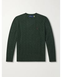 Polo Ralph Lauren - Logo-Embroidered Cable-Knit Wool And Cashmere-Blend Sweater - Lyst