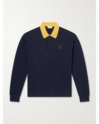 Versace - Logo-Embroidered Cotton-Jersey Polo Sweatshirt - Lyst