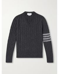 Thom Browne - 4-Bar Stripe Cable-Knit Cashmere Sweater - Lyst