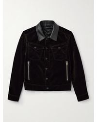 Tom Ford - Leather-trimmed Cotton-velvet Trucker Jacket - Lyst