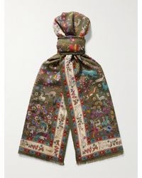 Drake's - Summer Moghul Frayed Printed Wool And Silk-Blend Scarf - Lyst