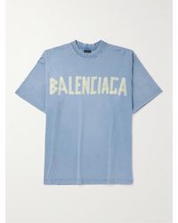 Balenciaga - T-shirt oversize in jersey di cotone effetto invecchiato con logo - Lyst