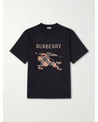 Burberry - Logo-Embroidered Cotton-Jersey T-Shirt - Lyst