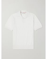 Brunello Cucinelli - Open-Collar Knitted Cotton Polo Shirt - Lyst