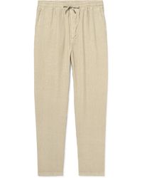 Altea - Aaron Straight-Leg Linen Drawstring Trousers - Lyst