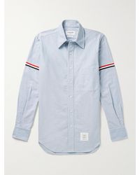 Thom Browne - Button-down Collar Grosgrain-trimmed Cotton Oxford Shirt - Lyst