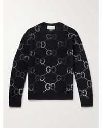 Gucci - Pullover aus Jacquard-Strick aus einer Wollmischung mit Logomuster - Lyst