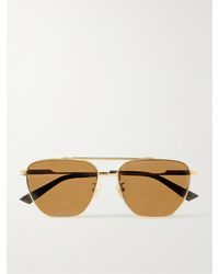 Bottega Veneta - Occhiali da sole in metallo dorato stile aviator - Lyst
