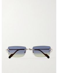 Cartier - Squared-Frame Metal Sunglasses - Lyst