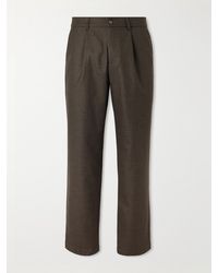 De Bonne Facture - Straight-Leg Pleated Puppytooth Wool-Flannel Trousers - Lyst
