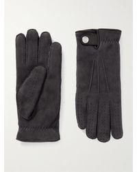 Brunello Cucinelli - Leather-Trimmed Suede Gloves - Lyst