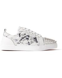 Christian Louboutin - Louis Junior Spikes Orlato Suede And Leather Sneakers - Lyst