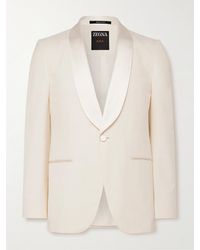 Zegna - Shawl-collar Satin-trimmed Silk Tuxedo Jacket - Lyst