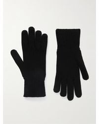 Moncler - Logo-appliquéd Ribbed Virgin Wool Gloves - Lyst