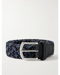 Anderson's - 3.5Cm Leather-Trimmed Woven Elastic Belt - Lyst