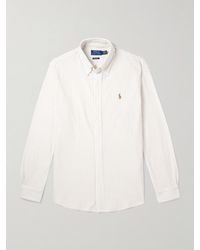 Polo Ralph Lauren - Schmal geschnittenes Hemd aus gestreifter Baumwolle mit Button-Down-Kragen und Logostickerei - Lyst