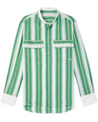 Wales Bonner - Cadence Grandad-collar Poplin-trimmed Striped Woven Shirt - Lyst