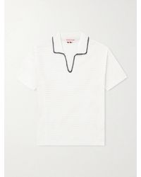 Orlebar Brown - Batten Embroidered Open-knit Cotton Polo Shirt - Lyst