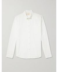 Folk - Anniversary Button-Down Collar Embroidered Cotton-Gauze Shirt - Lyst