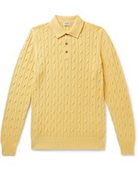 Ghiaia - Slim-fit Cable-knit Cotton Polo Shirt - Lyst