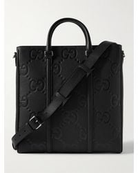 Gucci - Jumbo GG Logo-debossed Full-grain Leather Tote Bag - Lyst