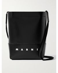 Marni - Logo-print Textured-leather Bucket Bag - Lyst