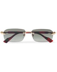 Gucci - Rimless Rectangular-Frame-Tone And Tortoiseshell Acetate Sunglasses - Lyst
