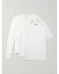 Jil Sander - Pack Of Three Slim-Fit Logo-Embroidered Cotton-Jersey Tops - Lyst