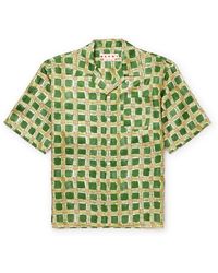 Marni - Convertible-collar Checked Silk Shirt - Lyst