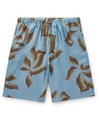Dries Van Noten - Straight-Leg Printed Silk-Twill Drawstring Shorts - Lyst