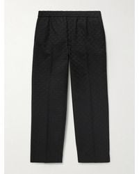 Gucci - Straight-Leg Logo-Jacquard Cotton-Blend Canvas Drawstring Trousers - Lyst