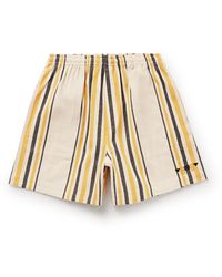 Bode - Namesake Wide-leg Logo-embroidered Striped Cotton Shorts - Lyst