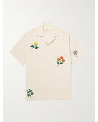 Portuguese Flannel - Hemd aus einer Leinen-Baumwollmischung mit Stickereien und wandelbarem Kragen - Lyst