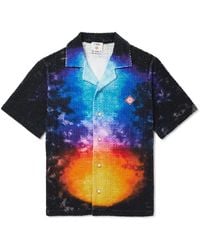 CASABLANCA - Camp-Collar Logo-Appliquéd Tie-Dyed Jacquard-Knit Cotton-Blend Terry Shirt - Lyst