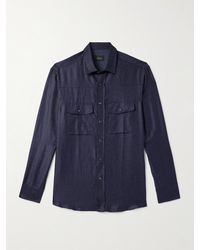 Brioni - Cotton And Linen-Blend Twill Shirt - Lyst