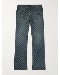 Gucci Wide-leg Logo-jacquard Jeans in Blue for Men | Lyst UK